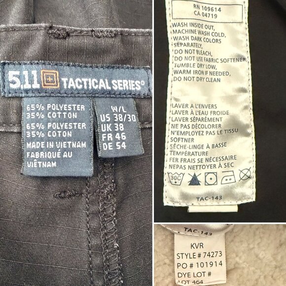 5.11 Tactical Series Mens Black Cargo Pants Size 38 Elastic Waist Utility - Picture 7 of 10